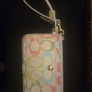 Coach Signature Pastel Wristlet/Clutch Scribble C Pattern